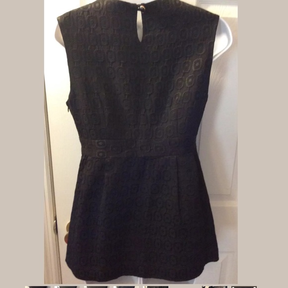 MILLY New York Black Peplum Tunic Textured Top Blouse Bow Shirt Designer Sleek - Picture 8 of 8